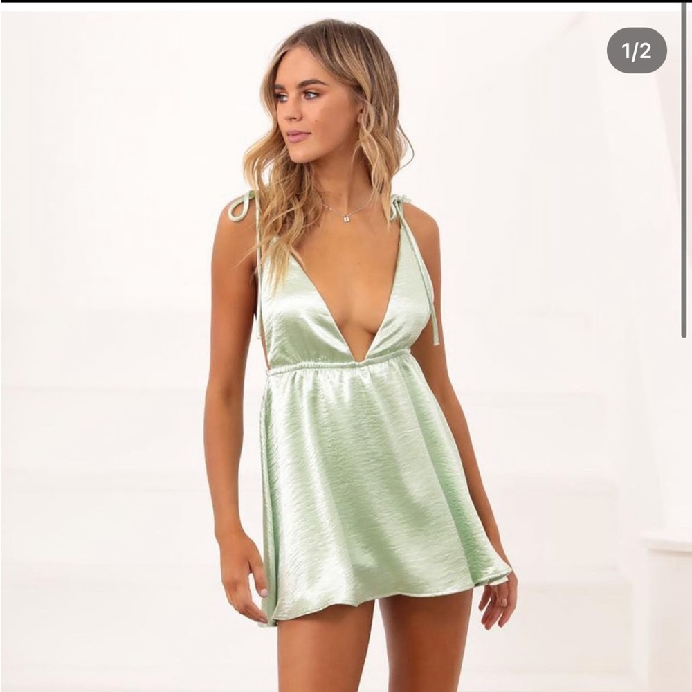 Lucy in the sky green backless dress with shorts underneath